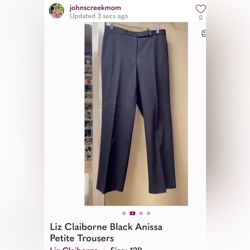Liz Claiborne Black Anissa Petite Trousers - NOT altered 15 1/2 W x 39 1/2 L